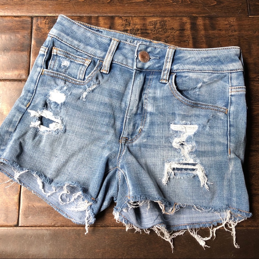 American Eagle Destroyed Hi-Rise Shorties